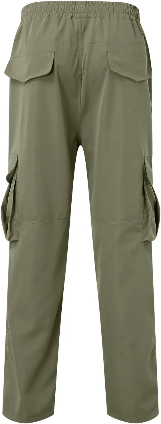 2023 Men Outdoor Cargo Pants Multi Pockets Lightweight Tactical Trousers Plus Size Classic Hiking Jogger Stylish Sweatpants