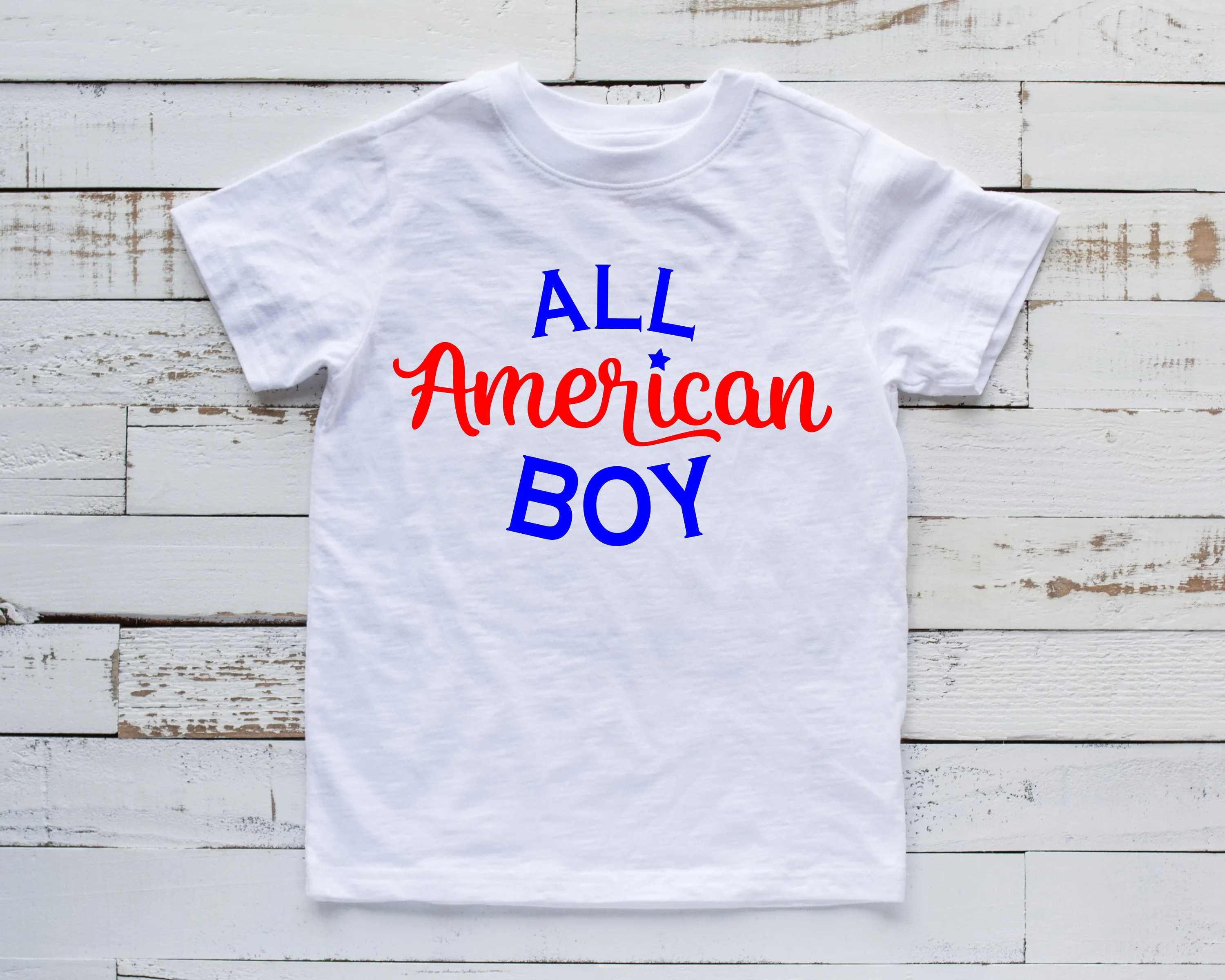All American Boy - Youth Fourth Of July Shirt - Memorial Day - Red White and Blue