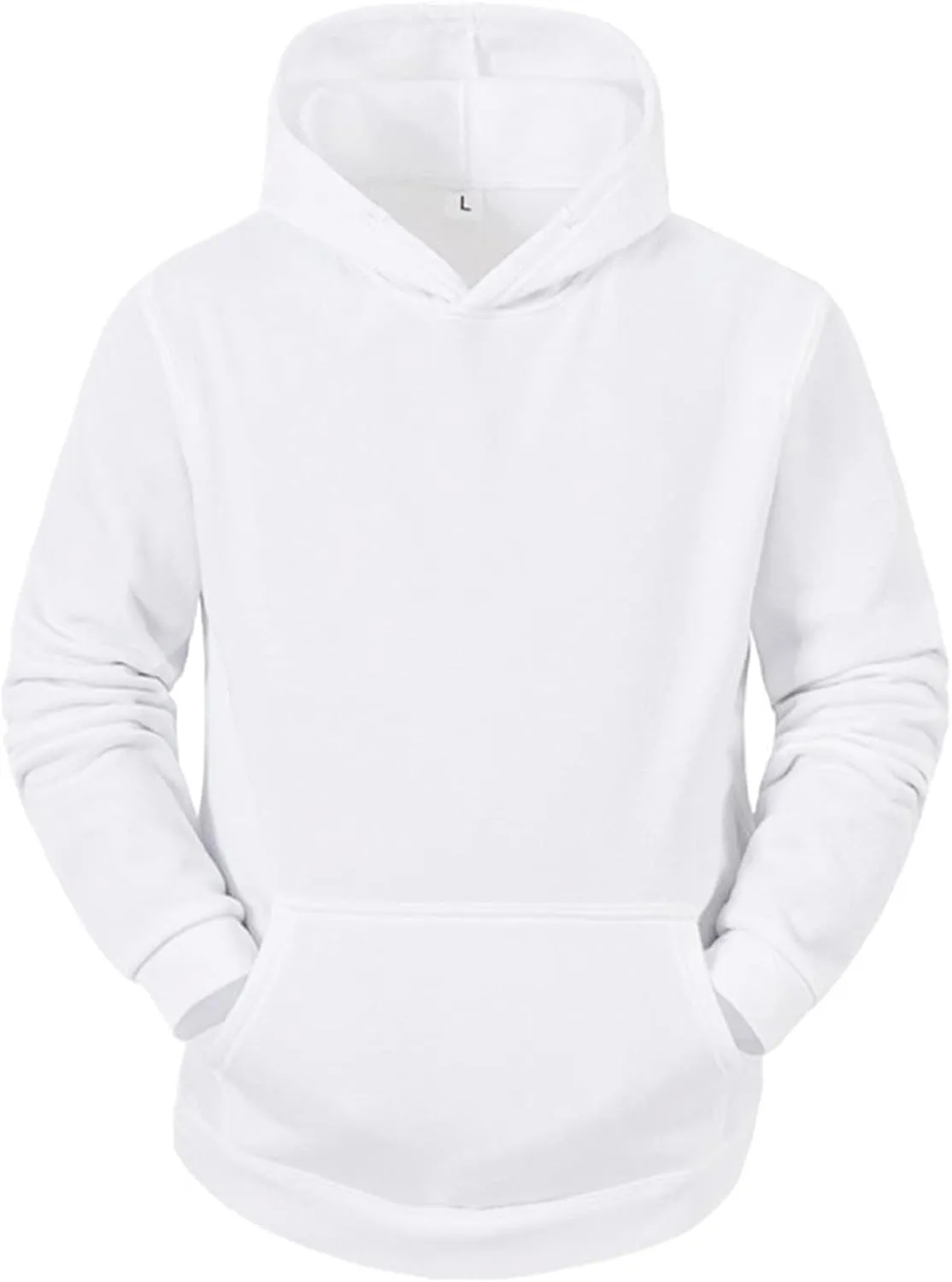 BIFUTON Hooded Sweatshirt Men Pullover with Pocket Long Sleeve Solid Color Lightweight Gym Hoodies Casual Streetwear Tops