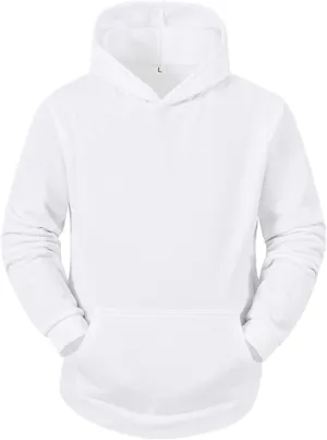 BIFUTON Hooded Sweatshirt Men Pullover with Pocket Long Sleeve Solid Color Lightweight Gym Hoodies Casual Streetwear Tops