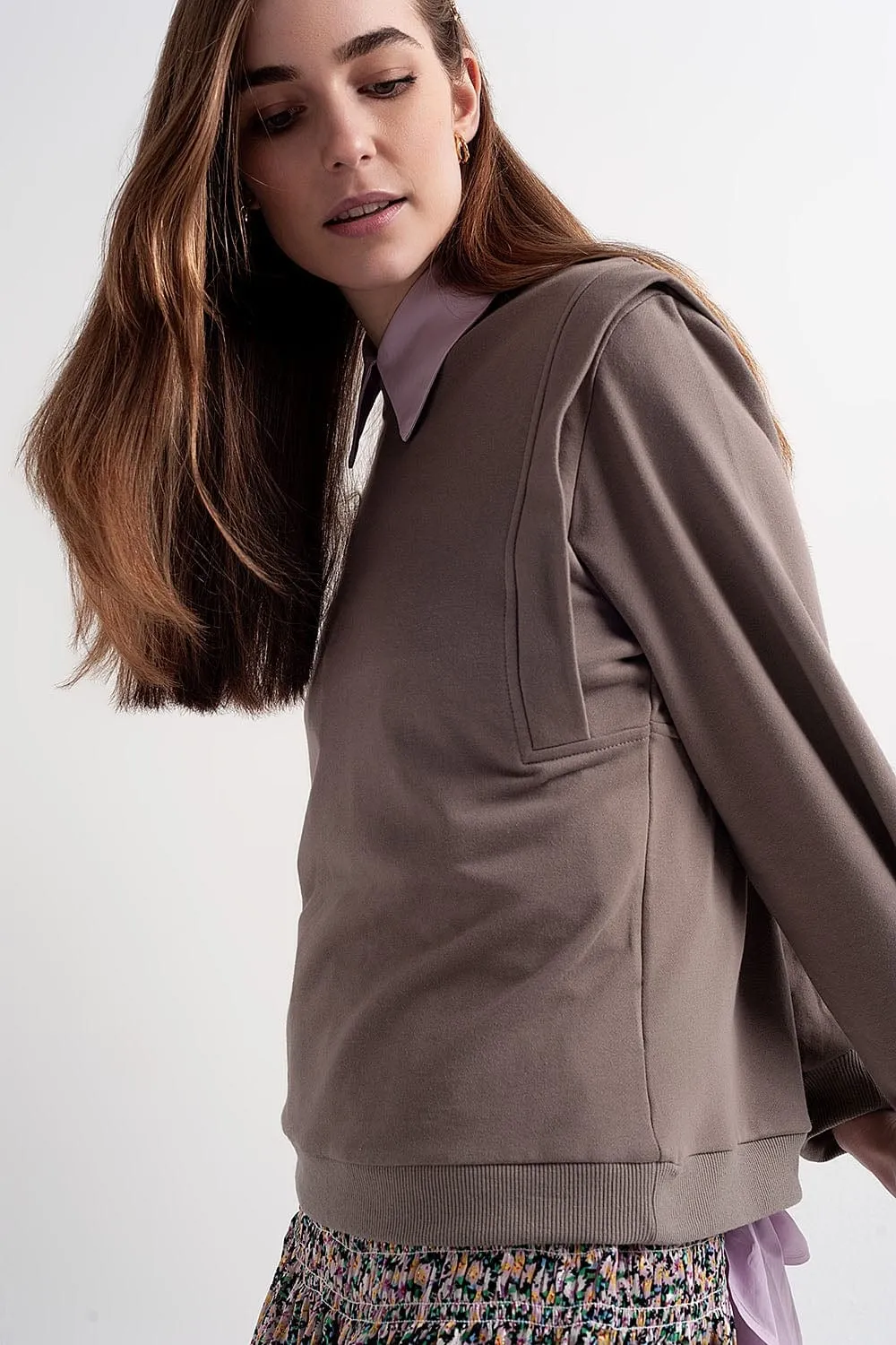 Boyfriend Sweatshirt With Shoulder Details In Gray