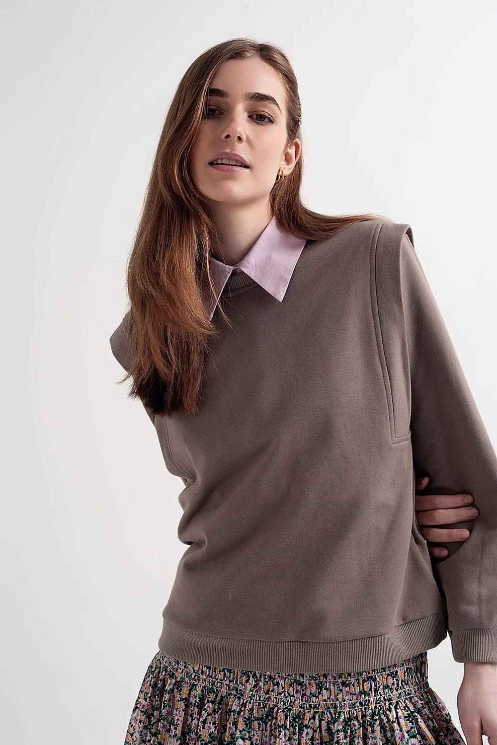 Boyfriend Sweatshirt With Shoulder Details In Gray