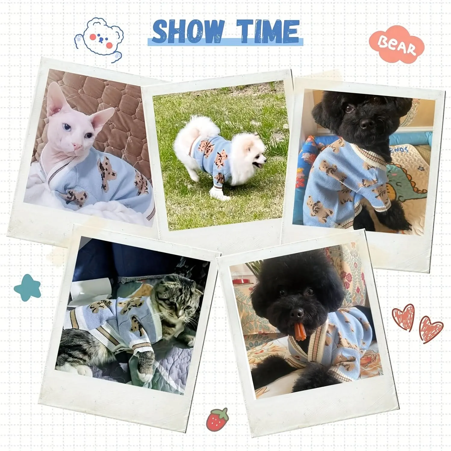 Cartoon Dog Sweaters for Small Dogs, Winter Knitwear