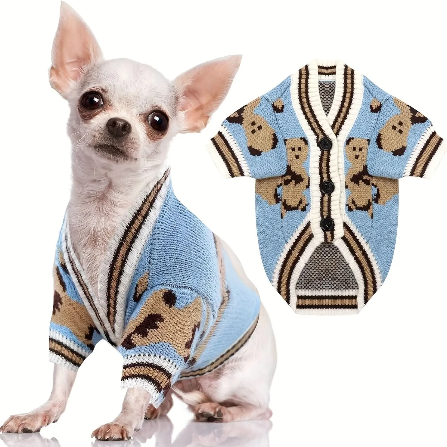 Cartoon Dog Sweaters for Small Dogs, Winter Knitwear