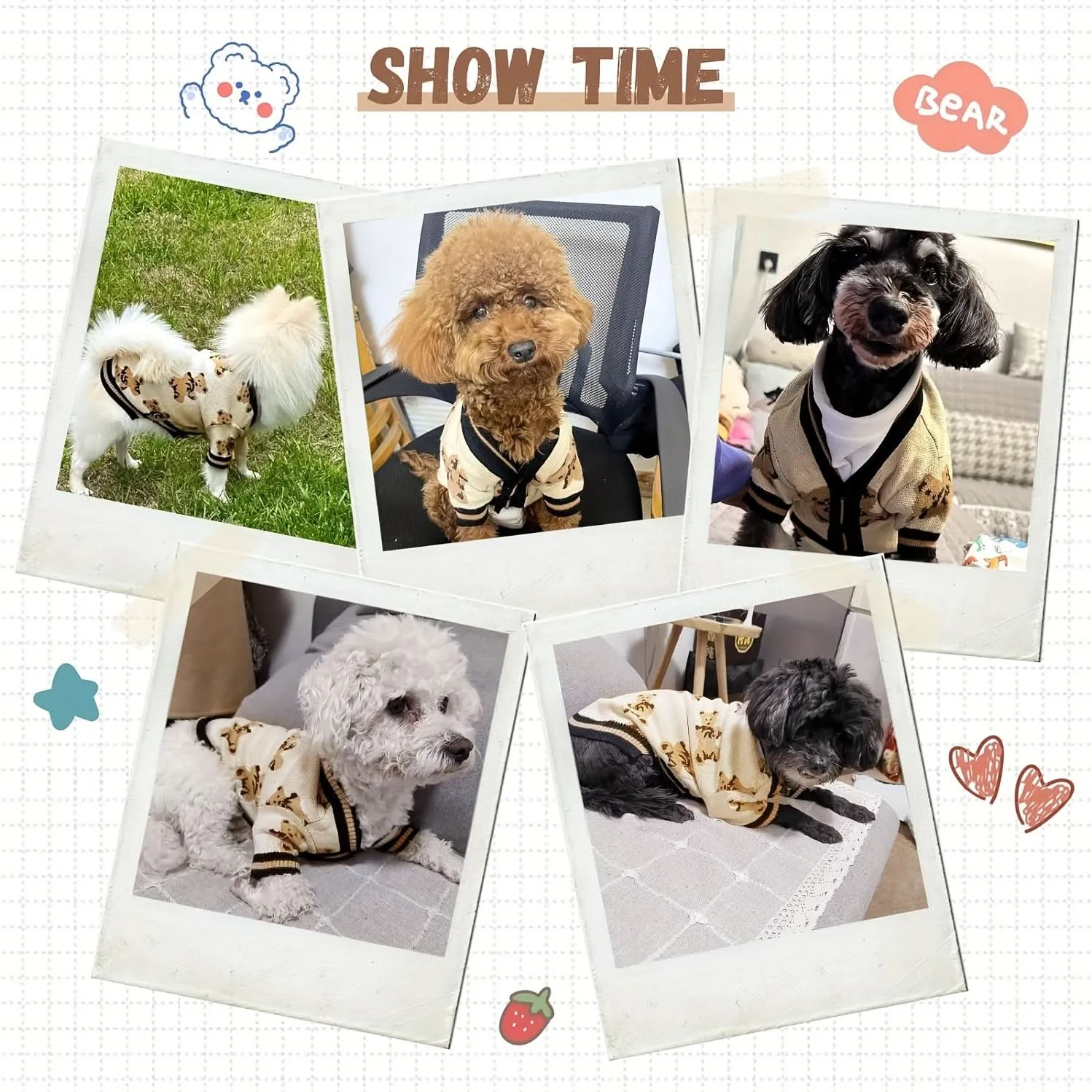 Cartoon Dog Sweaters for Small Dogs, Winter Knitwear