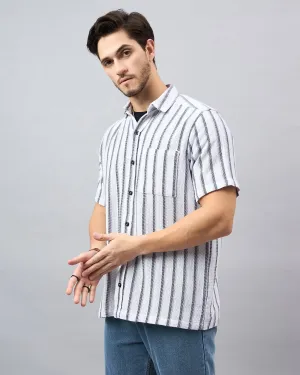 Chimpaaanzee Men White & Purple Regular Fit Shirt