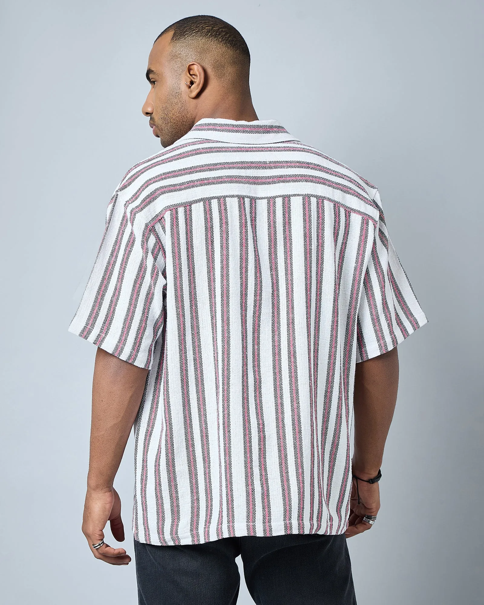 Chimpaaanzee Men White & Red Oversized Shirt
