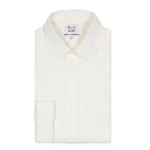 Classic Fit Plain Cotton and Cashmere Button Cuff Shirt in Cream
