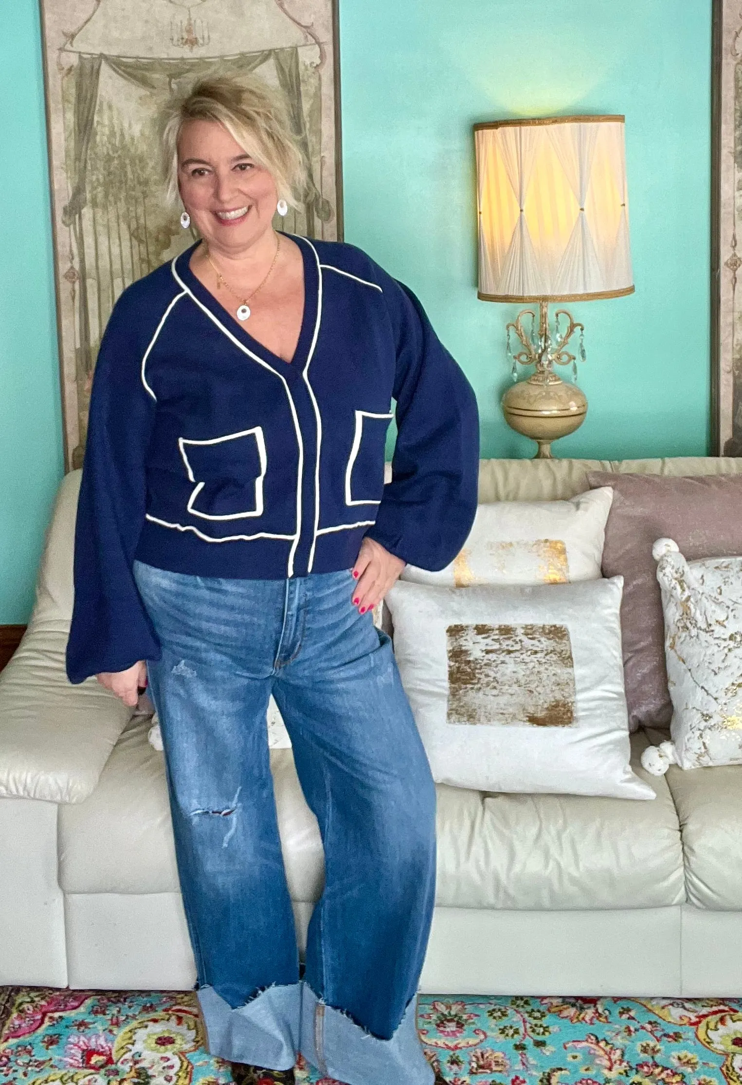 Classic Nautical Raglan Cardigan
