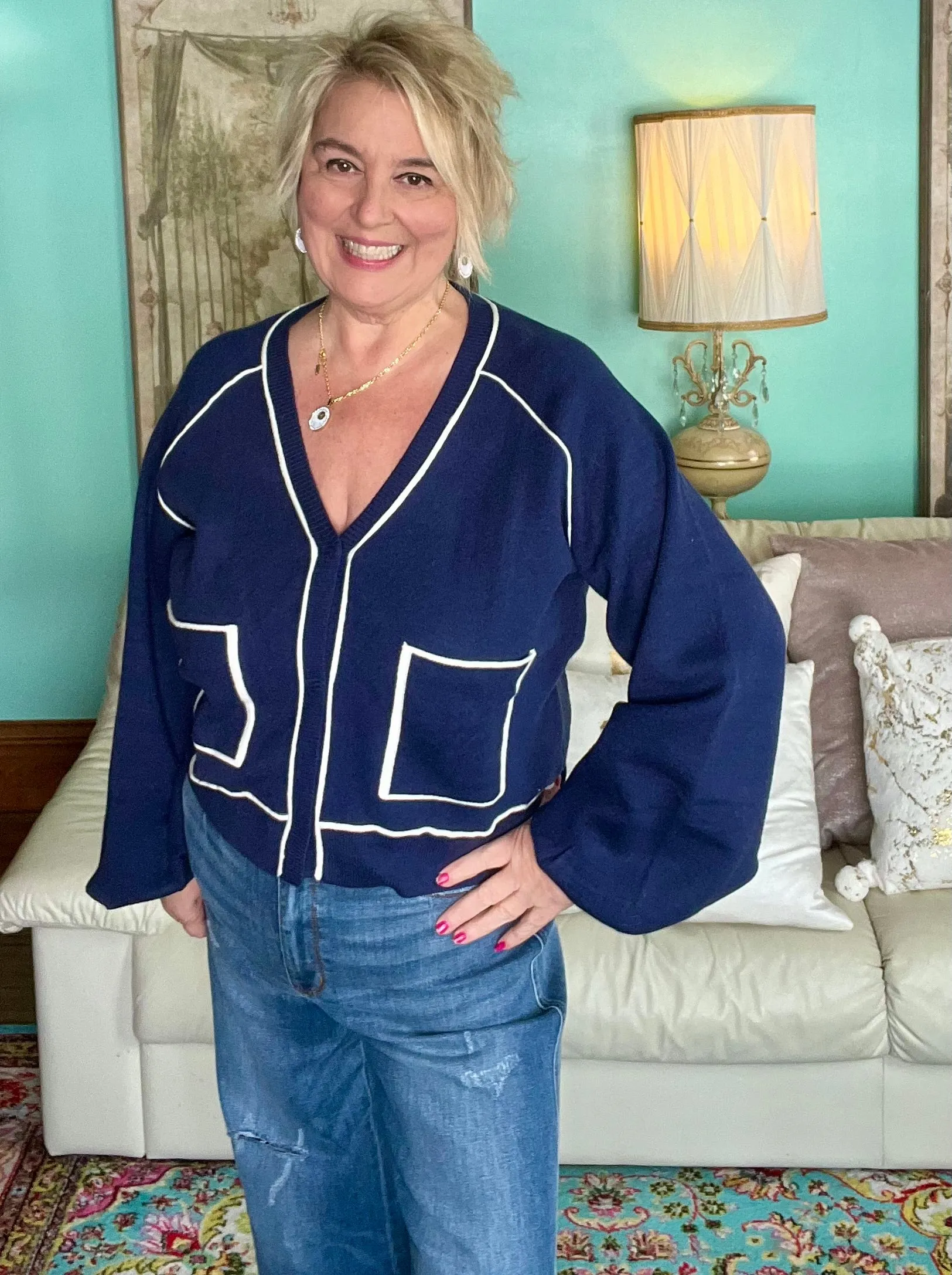 Classic Nautical Raglan Cardigan