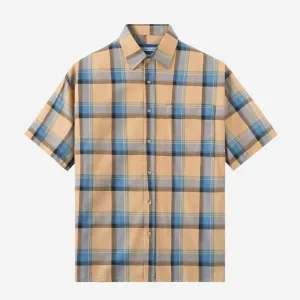 College Days II Short Sleeve Flannel - Brown Blue
