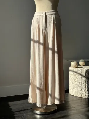 Courtney Cotton & Linen Wide Leg Pants In Natural