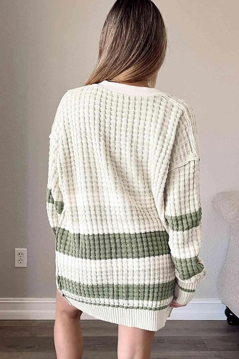 Cozy Cover-Up Striped Button Cardigan
