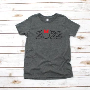 Custom 2022 Minnie Mouse Youth T Shirt - Disney Kids T Shirts - Happy New Year Shirt