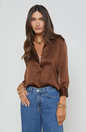 Dani 3/4 Sleeve Blouse in Hot Fudge