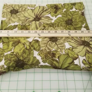 Designer Deadstock Cotton Rayon Linen Cross Hatch Green Vintage Scattered Lightweight Floral Woven- by the yard
