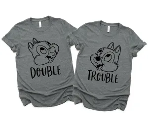 Double Trouble Adult Unisex Shirts - Disney Couples - Disney Matching Shirts - Chipmunks