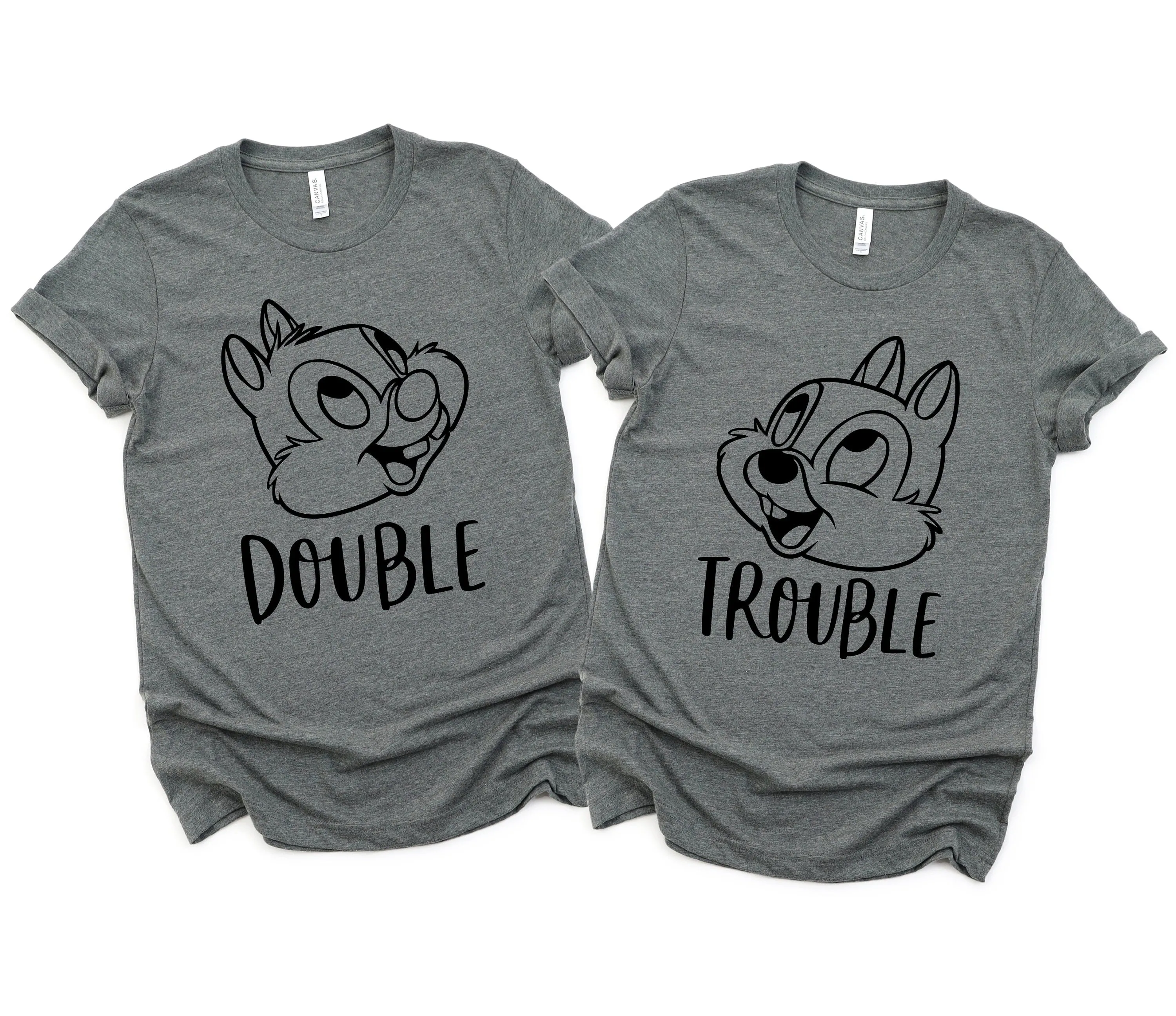 Double Trouble Adult Unisex Shirts - Disney Couples - Disney Matching Shirts - Chipmunks
