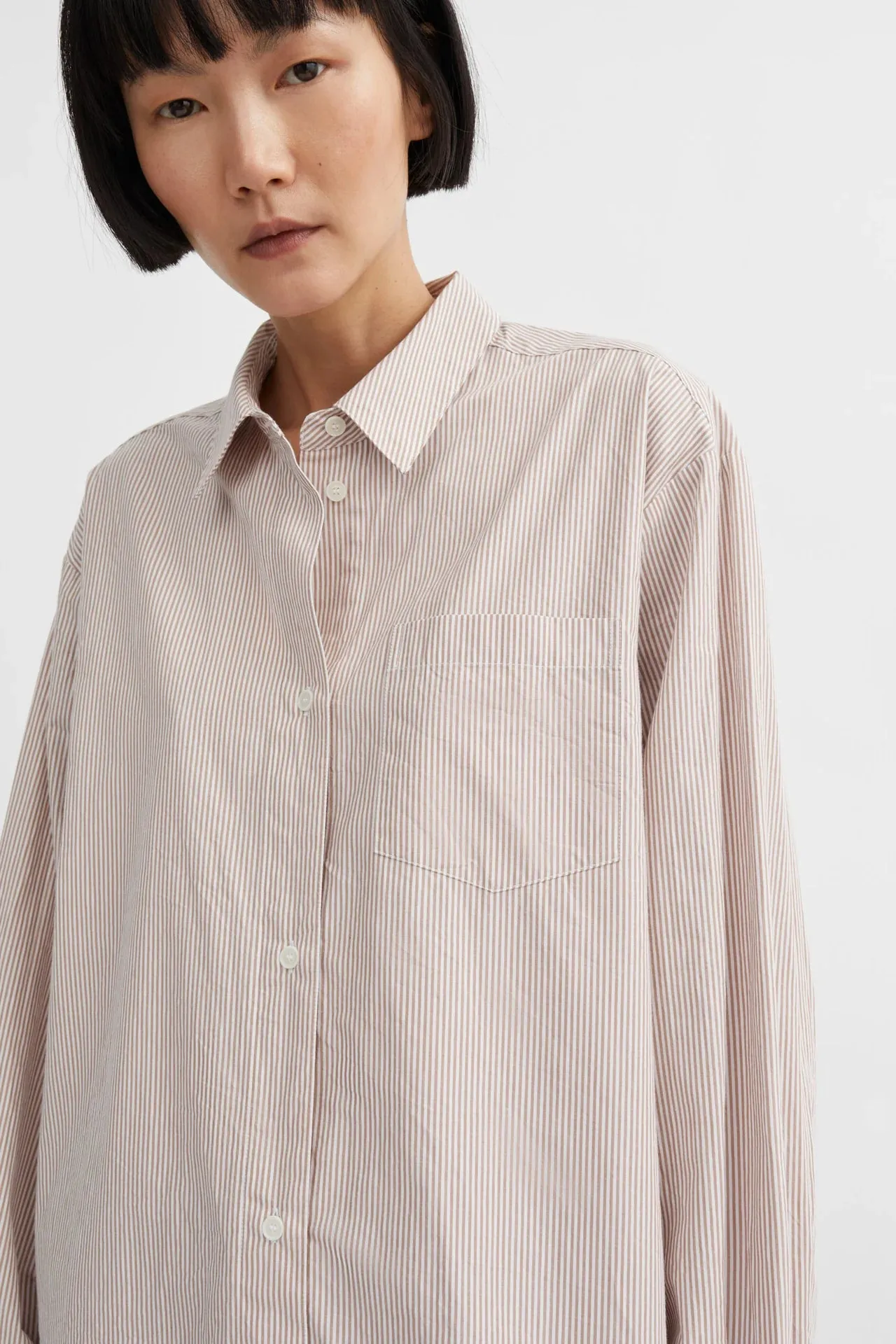 Edgar Shirt | Warm Beige & White Stripe