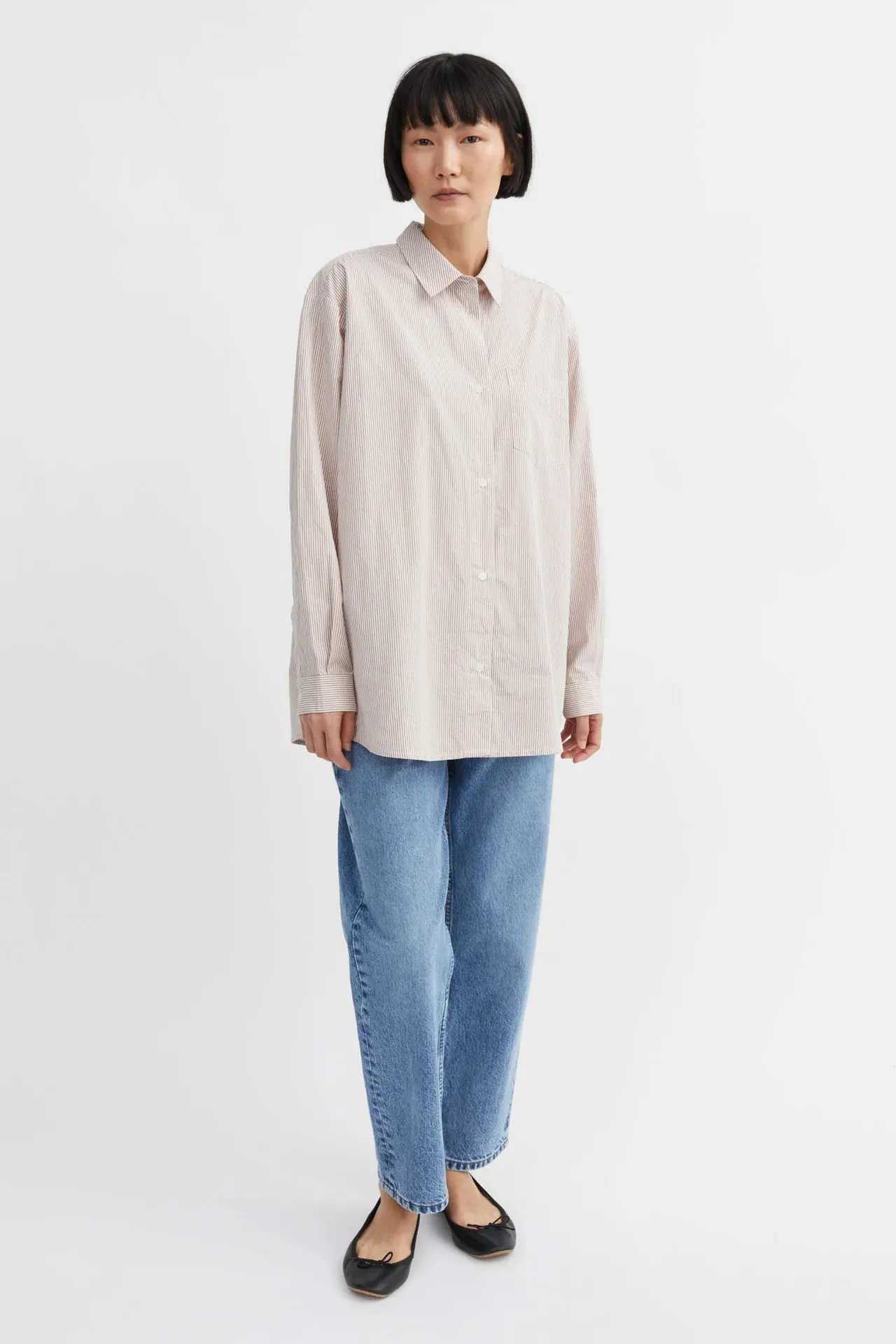 Edgar Shirt | Warm Beige & White Stripe
