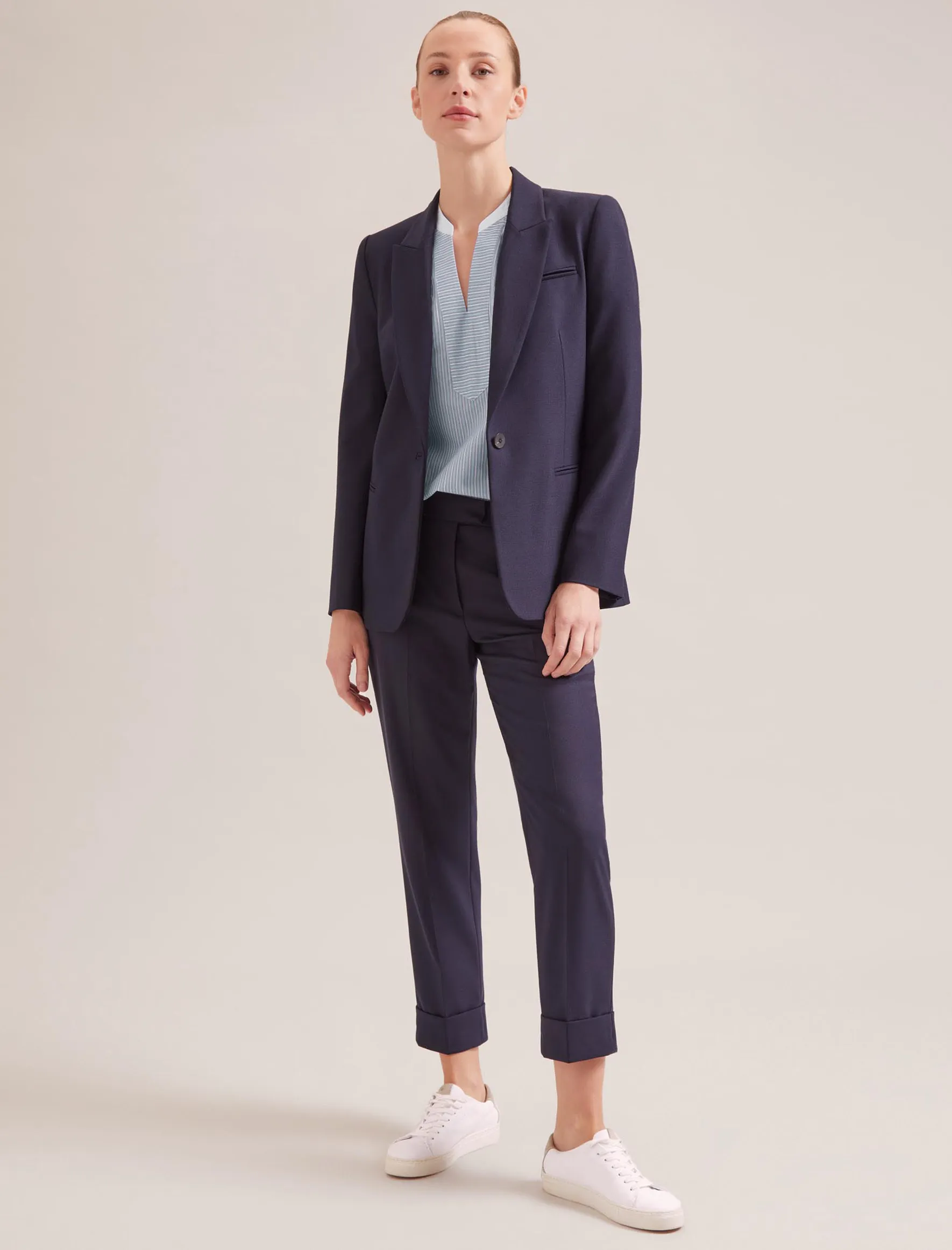 Erica Organic Cotton Shirt - Mid Stripe Blue White