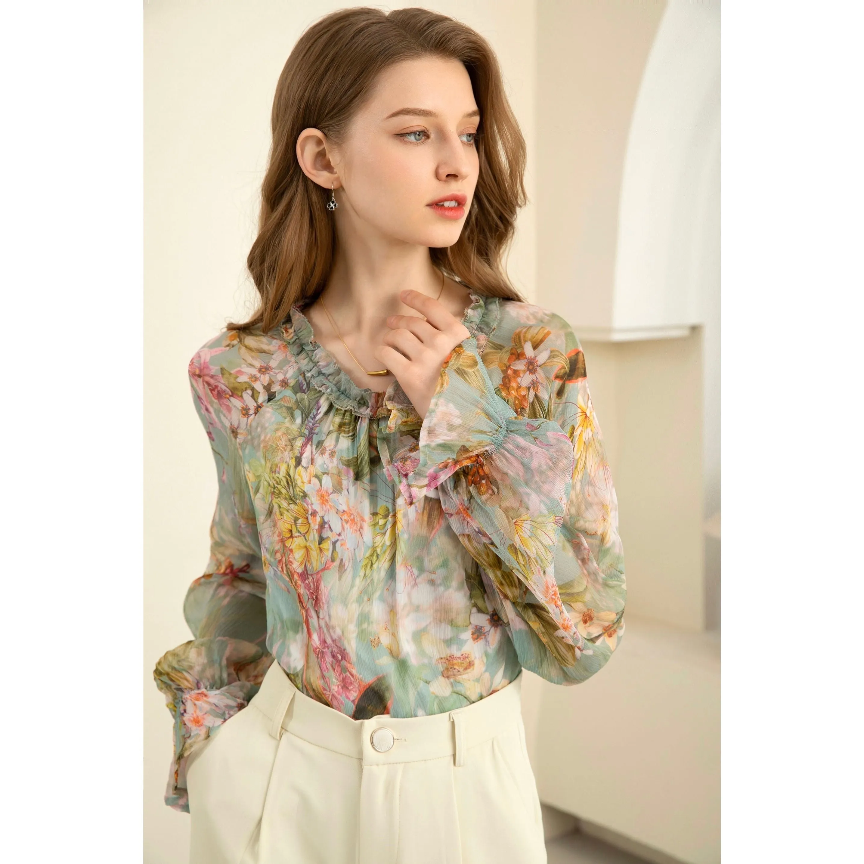 GDS - Brigette Silk Blouse - Aqua