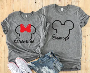 Grandma and Grandpa Minnie and Mickey Mouse Custom Matching Disney Shirts - Disney Couples - Mickey Ears Outline