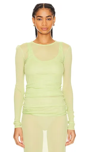 GRLFRND Long Sleeve Mesh Tee in Green