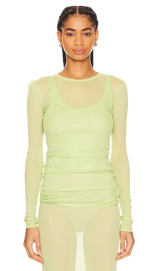 GRLFRND Long Sleeve Mesh Tee in Green