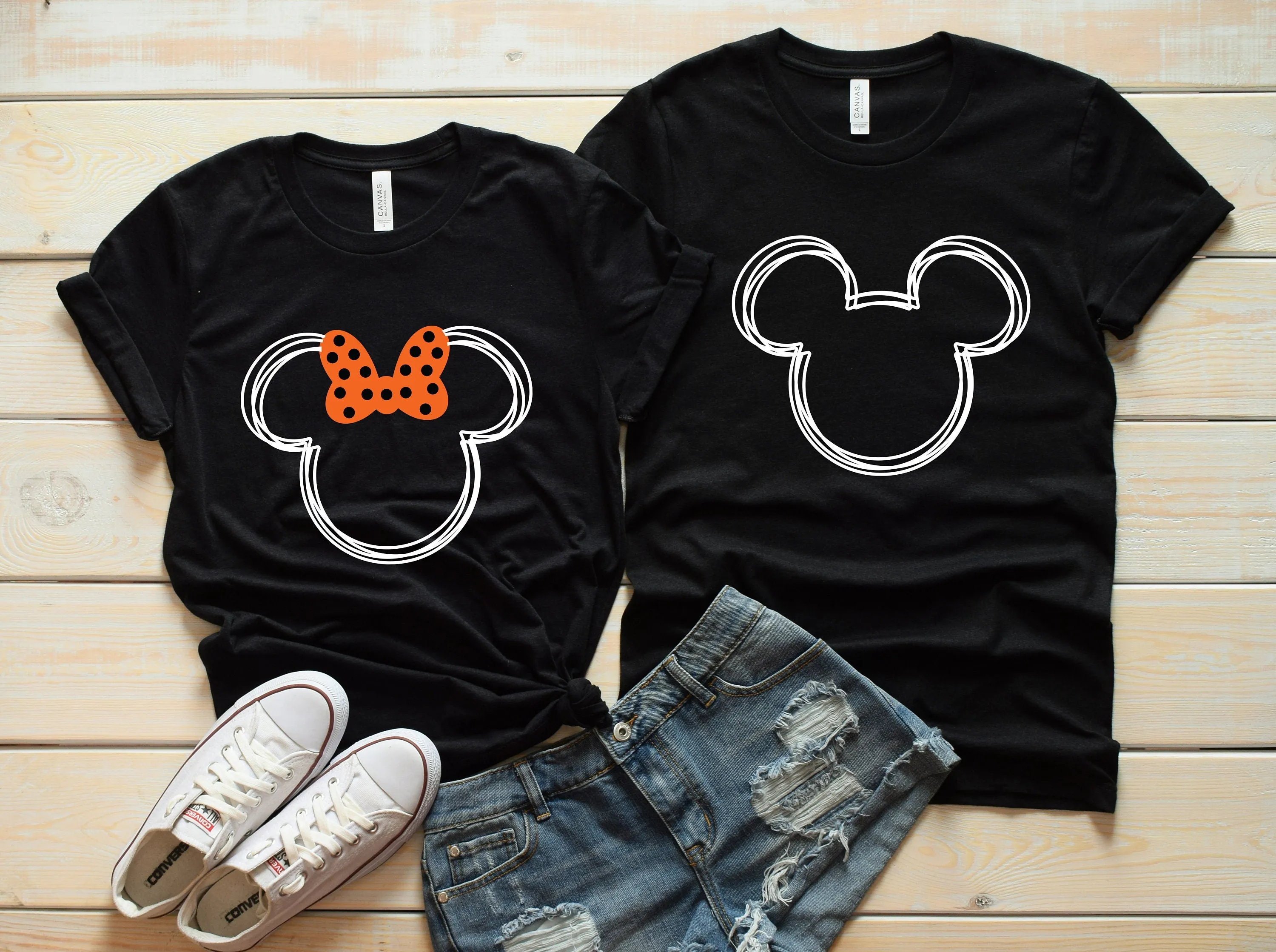 Halloween Scribble Minnie and Mickey Shirts - Disney Couples - Matching Shirts - Hand Drawn Characters