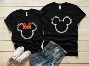 Halloween Scribble Minnie and Mickey Shirts - Disney Couples - Matching Shirts - Hand Drawn Characters