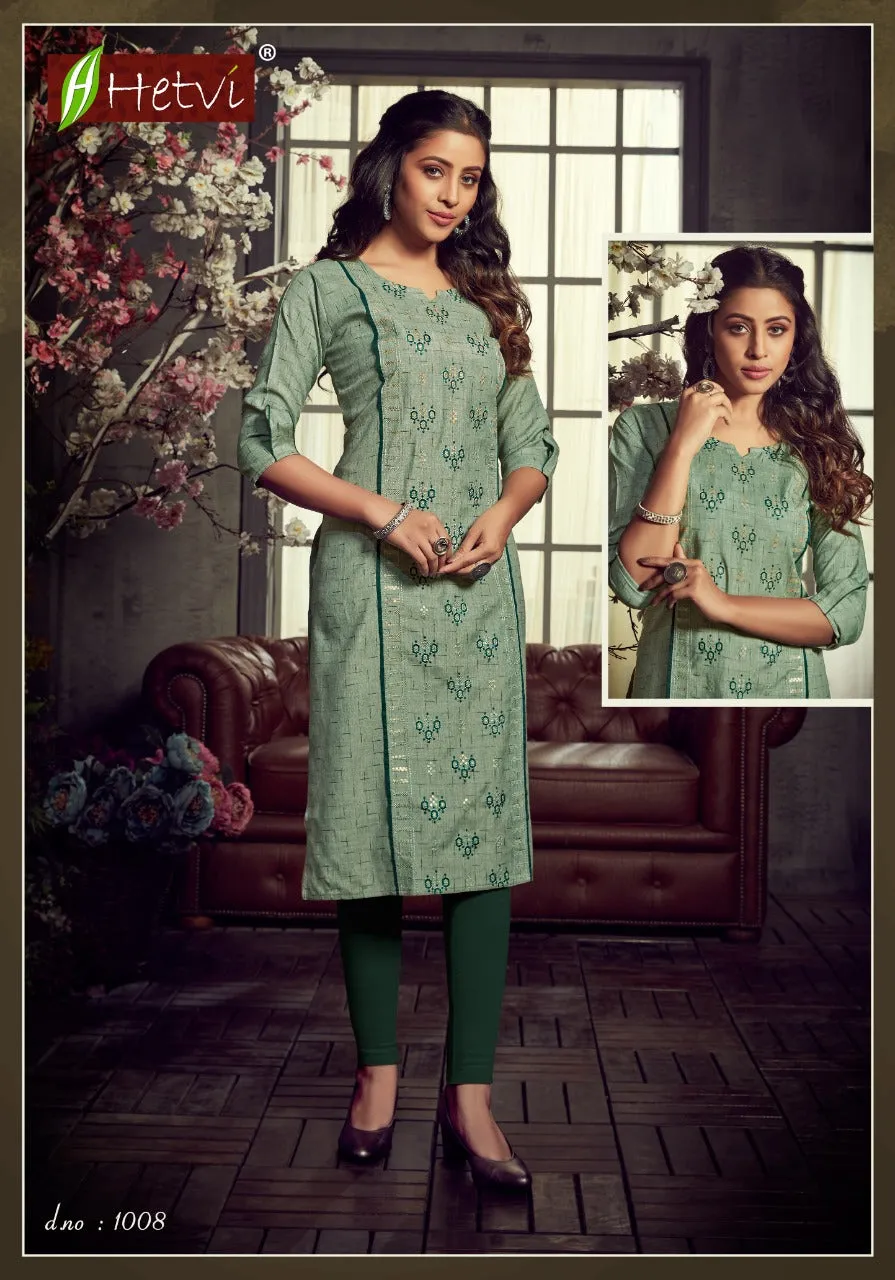 Hetvi Launched Mohini Rayon Casual Wear Kurtis Collection