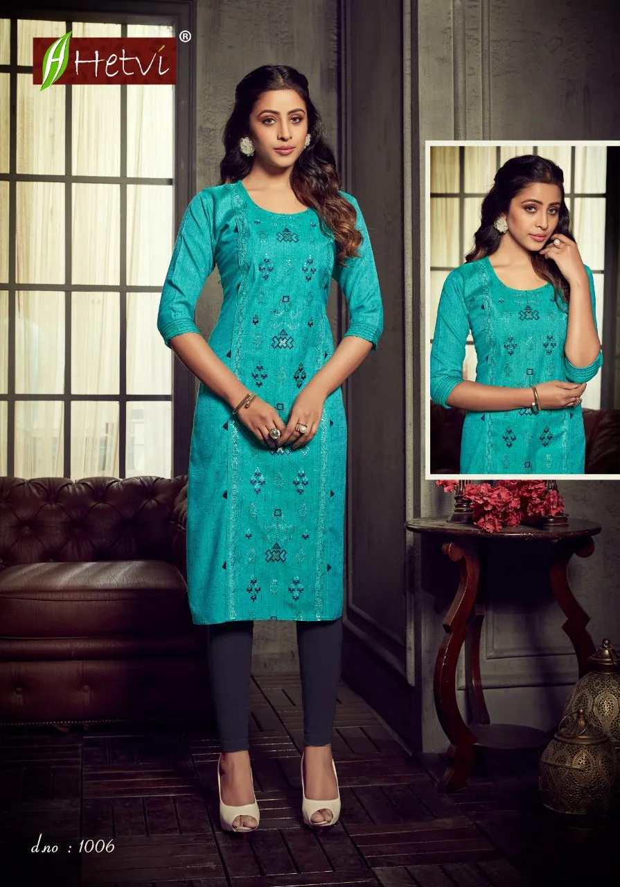 Hetvi Launched Mohini Rayon Casual Wear Kurtis Collection