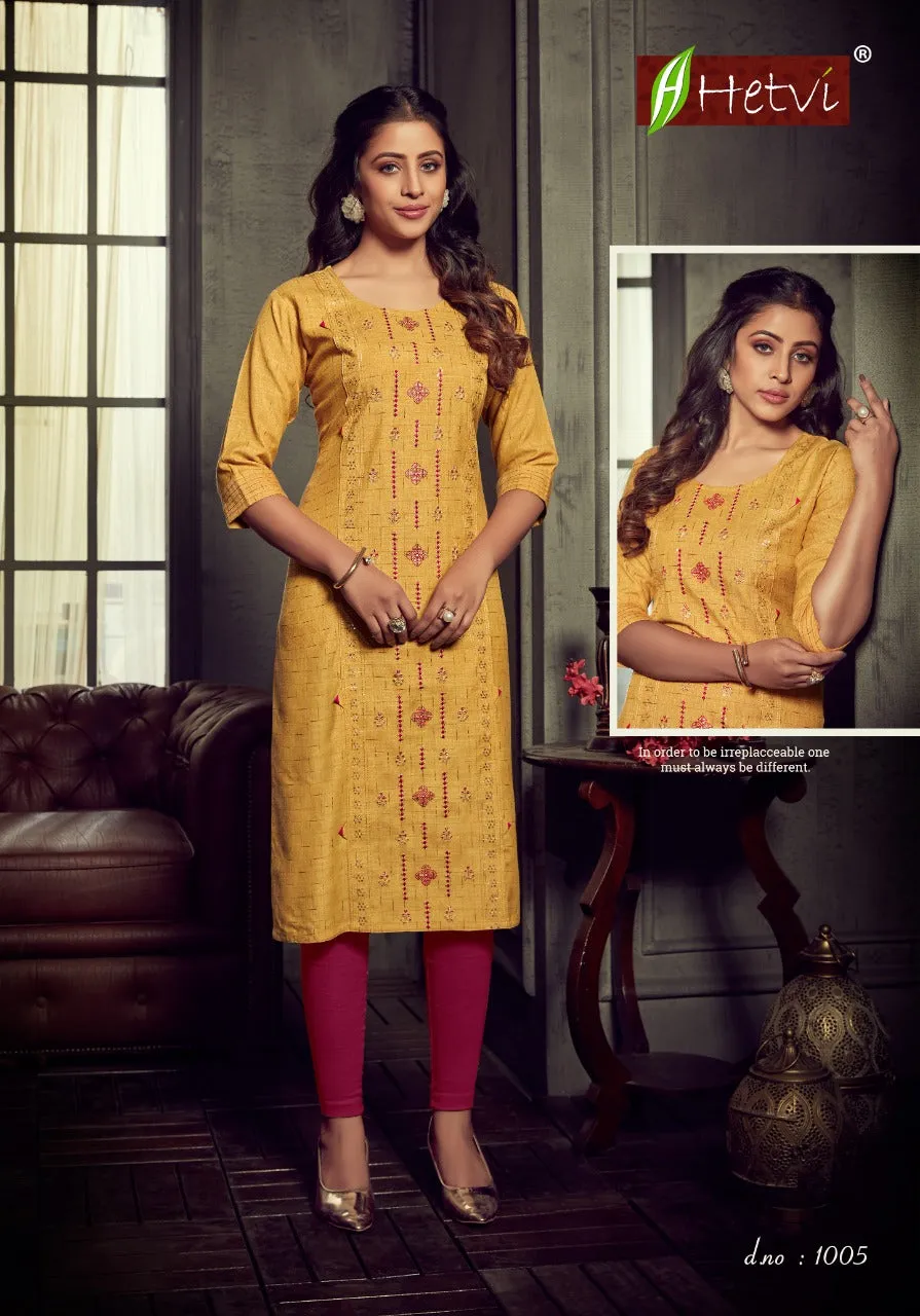 Hetvi Launched Mohini Rayon Casual Wear Kurtis Collection