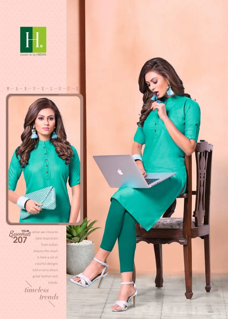 Hirwa Presents Essentials Vol 2 Cotton Casual Wear Kurtis Collection