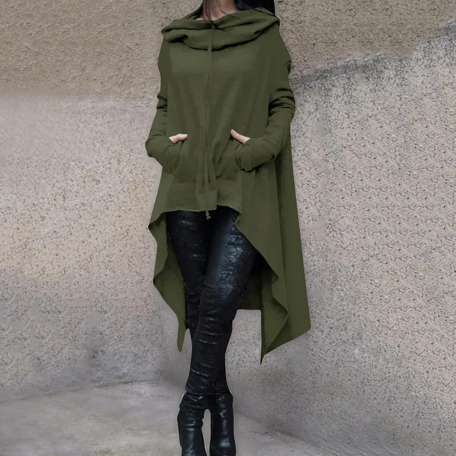 Hoodies for Women Trendy Cowl Neck Hi-Low Hem Sweatshirts Casual Long Sleeve Asymmetric Long Fall Hoodie with Pockets