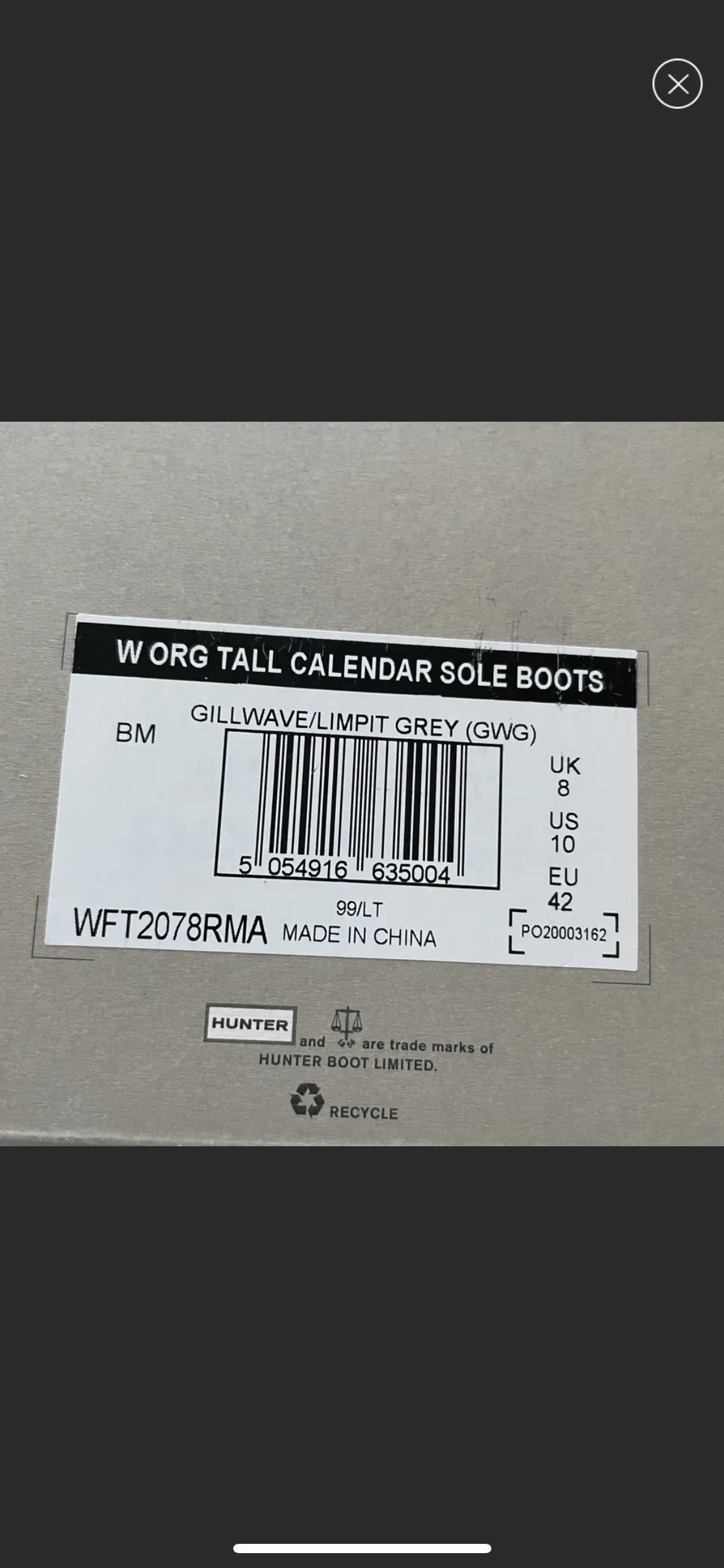 Hunter Original Tall Calendar Sole Rain Bo