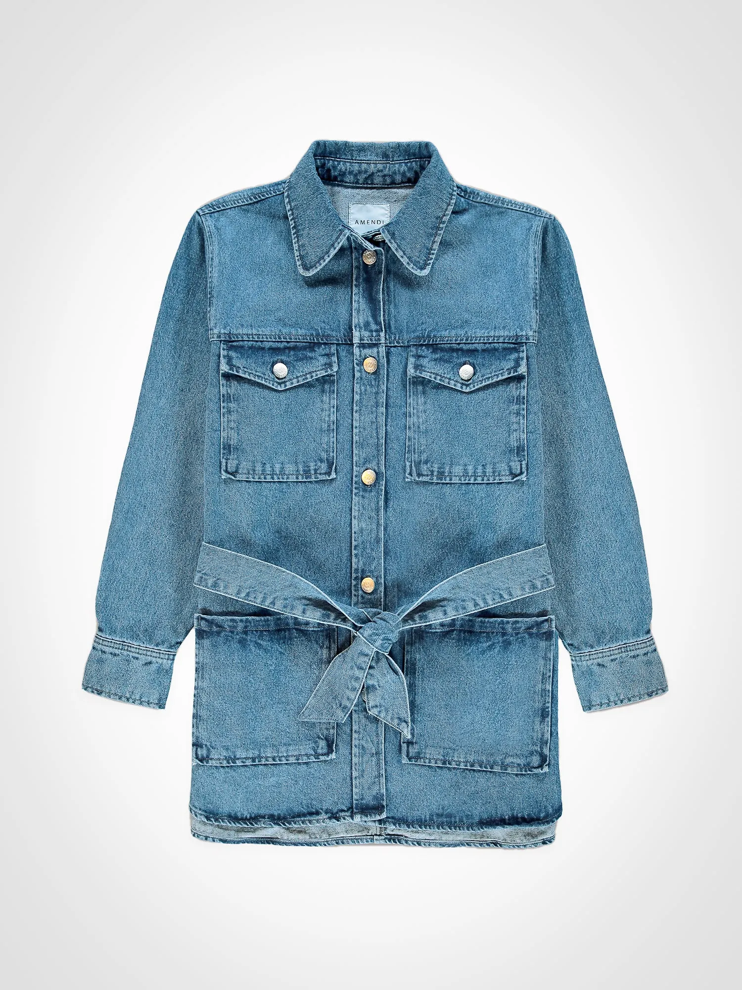 Isa Oversized Denim Jacket (Crushed Blue) - Amendi