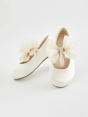 Ivory Standard Fit (F) Mary Jane Bridesmaid Bow Occasion Shoes