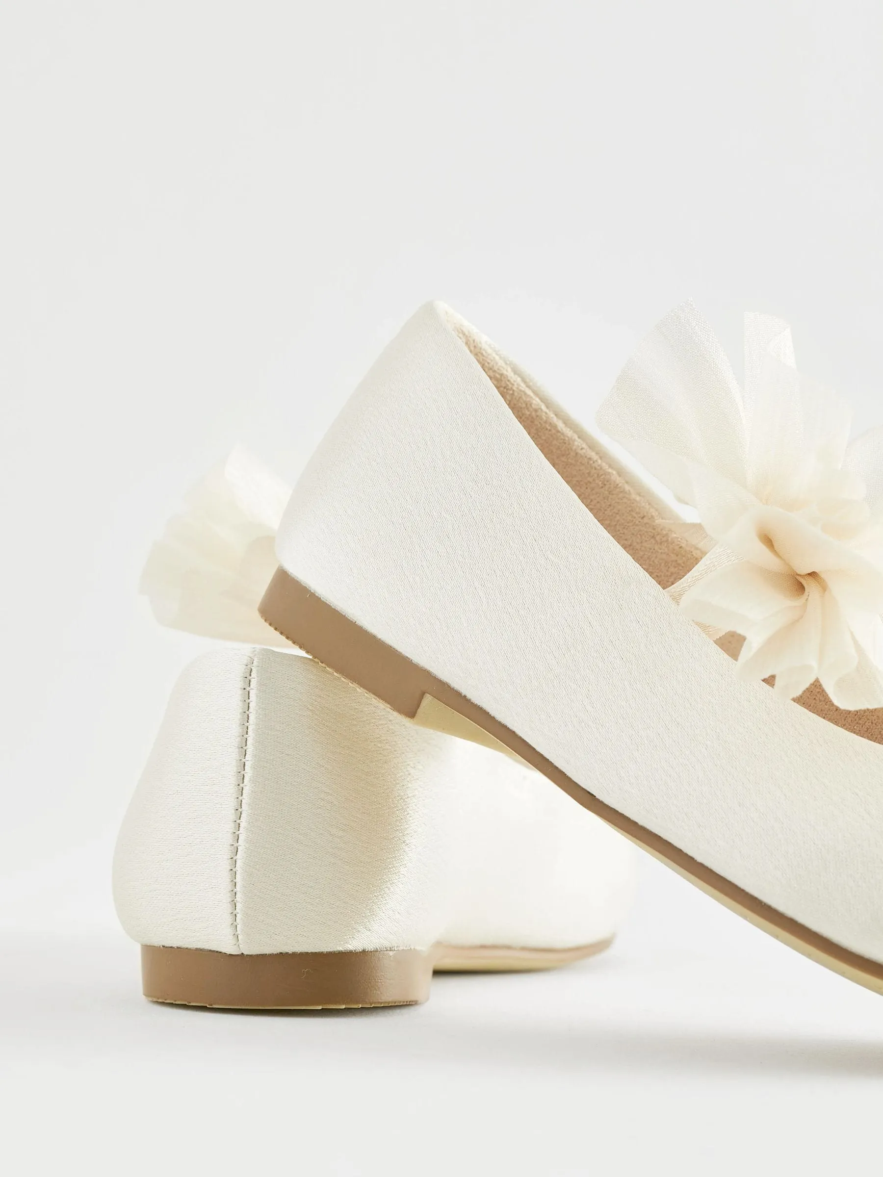 Ivory Standard Fit (F) Mary Jane Bridesmaid Bow Occasion Shoes