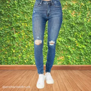 Judy Blue Mid Rise Tummy Control Destroy Skinny