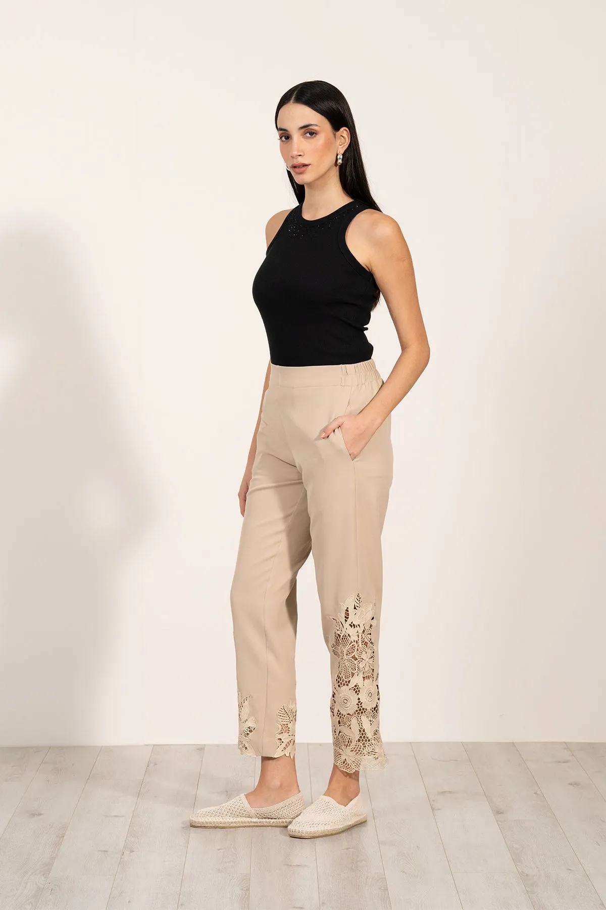 Lace Pants-52 Beige