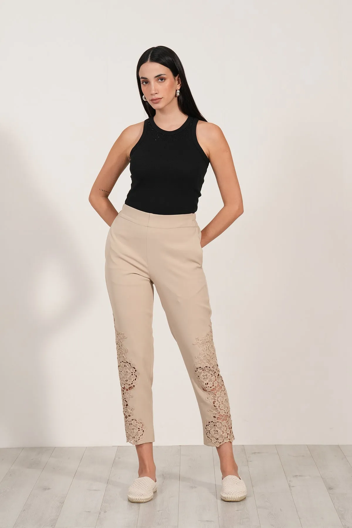 Lace Pants-53 Beige