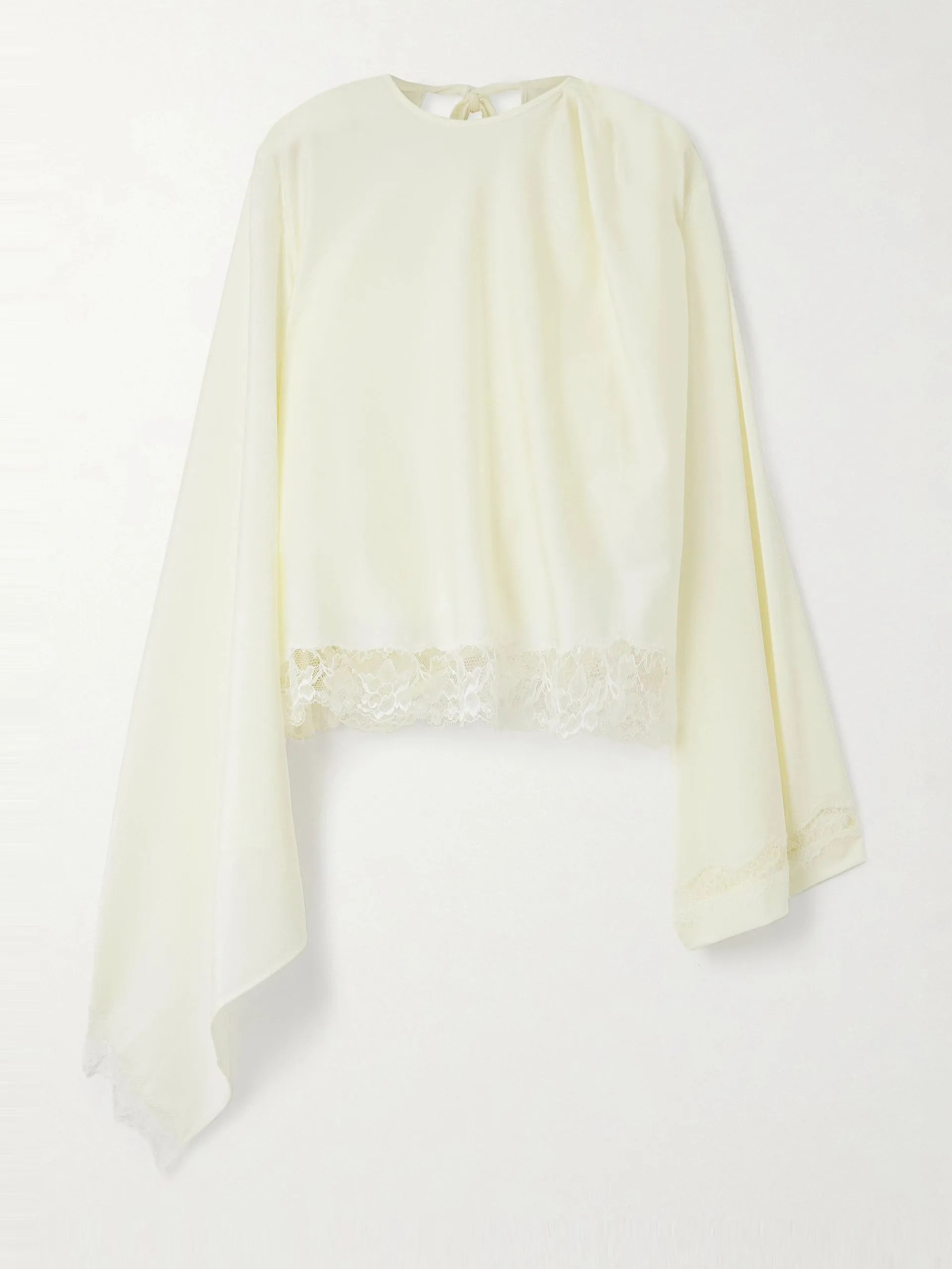 Lace-trimmed satin blouse