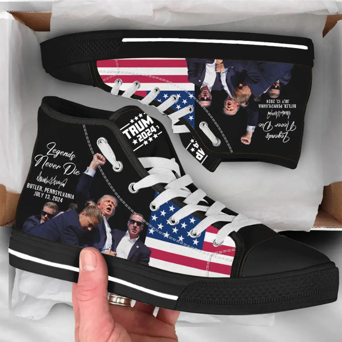 Legends Never Die, Trump2024 Unisex Shoes, Trump 2024 Canvas Shoes