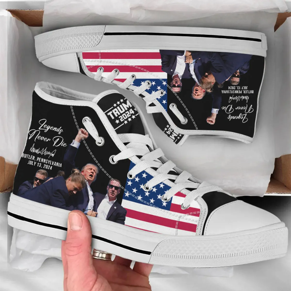 Legends Never Die, Trump2024 Unisex Shoes, Trump 2024 Canvas Shoes