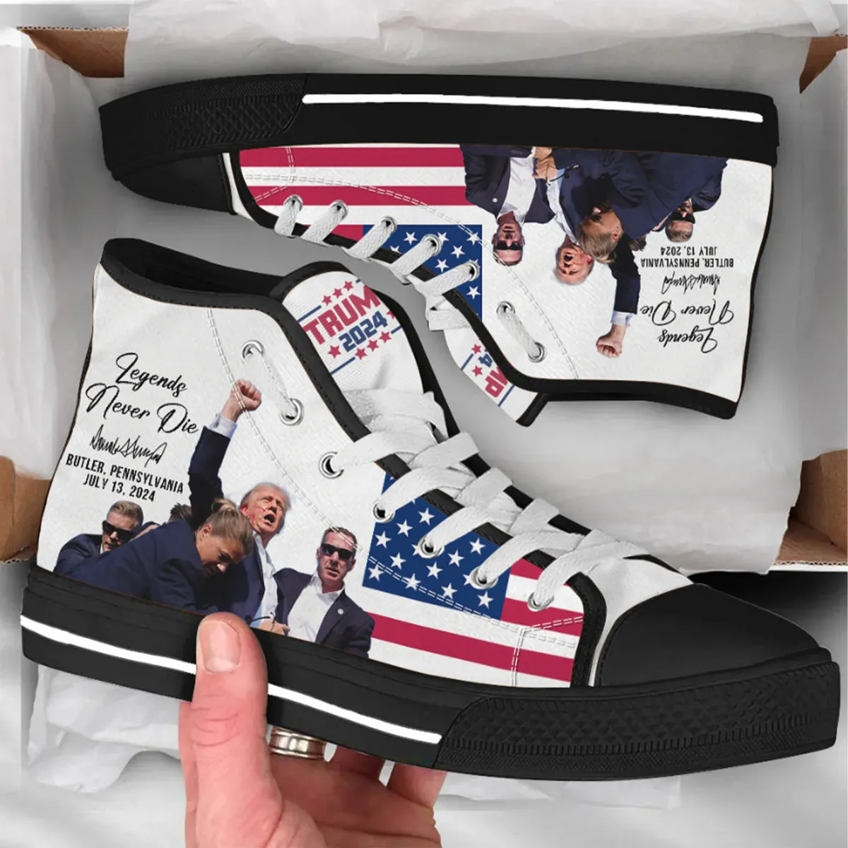 Legends Never Die, Trump2024 Unisex Shoes, Trump 2024 Canvas Shoes