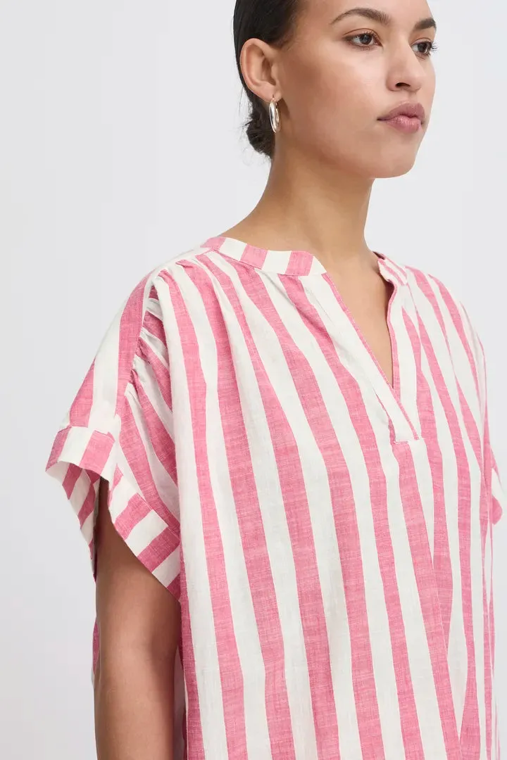 Lolia Short Sleeve Top Bright Rose/ White