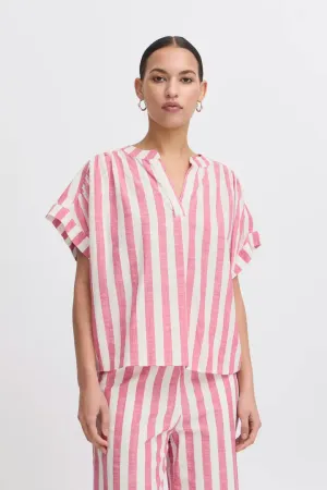 Lolia Short Sleeve Top Bright Rose/ White