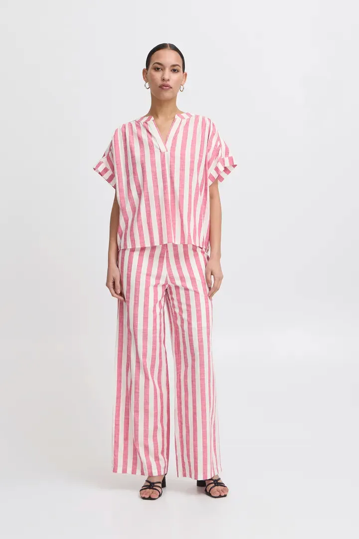 Lolia Short Sleeve Top Bright Rose/ White